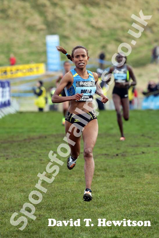 Meseret Defar during the senior womens BUPA Great Edinburgh Cross country.